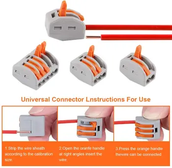 Universal Compact Conectori de Sârmă, Manetă Piuliță de uz casnic Conector Sortiment Conductoare Terminal Block Sârmă Cablu de Împingere Conectori