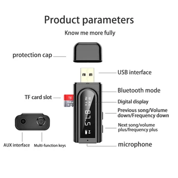 USB auto FM wireless Bluetooth 5.0 receptor transmițător suporta AUX+FM iesire dual Bluetooth receptor transmițător FM auto montaj