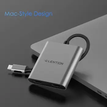 USB-C la 2 HDMI Dual 4K Display Digital AV Adaptor pentru 2020-2016 MacBook Pro, Mac Air/iPad Pro, Dell XPS 13/15,Suprafata Pro 7/Du-te