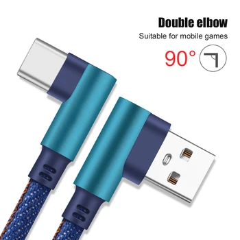 USB de Tip C Cablu de 90 de Grade, Rapid de Încărcare de Tip C Cablu de Date Pentru Samsung S8 S9 Nota 9 8 Xiaomi, Huawei USB C Încărcător Timp Scurt de Sârmă