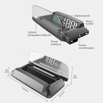 USB GPS HUD Headup display Smart Auto Parbriz Viteza Proiector 12V/24V compatiable cu Toate masinile Vitezometru KMH/KPM Oglindă
