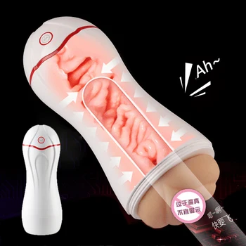 USB Mașină de Sex SENSHOP Vagin Electric de sex Masculin Masturbator Cupa Vacuum Supt Vibrație Puternică Voce Automată Jucarii Sexuale pentru Barbati T