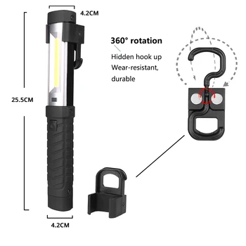 USB Reîncărcabilă COB lumina de lucru Glare LED-uri Lanterna Cu un puternic magnet și Cârlig Potrivit pentru camping, de întreținere,etc.