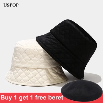 USPOP 2020 Găleată pălării de iarnă pentru femei pălării de diamant grila tv cu pălării Jos bumbac gros cald plat pălării