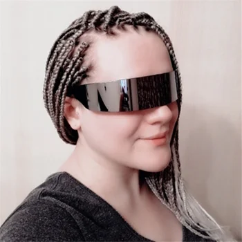 UVLAIK Amuzant Ochelari Futurist Înfășurați în Jurul Monob Costum de ochelari de Soare Mască de Noutate Ochelari Petrecere de Halloween Decor