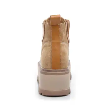 Vaca piele de Căprioară Glezna Cizme de sex Feminin Pantofi 2019 Iarna pentru Femei Pantofi pentru Femeie Înălțime Creșterea Zăpadă Cizme Platforma Femeie Papuceii