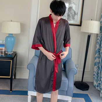 Vara Satin Pereche de Pijamale Femei Dantelă Halat Set Bărbați Rochie Kimono Iubitorii Matasoasa Somn Set Casual 2 BUC Sleepwear Uzura Acasă