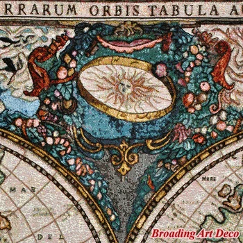 Veche Hartă a Lumii Medievale Tapiserie de pe Perete Jacquard Țese Goblen Textile de Casa de Decorare Arta de Bumbac de Mare 140*109cm
