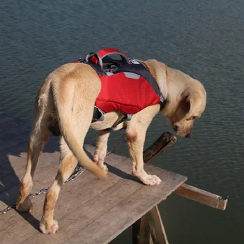Vestă de salvare câine Rucsac în aer liber Două-in-one Câine Ham Rucsac de Călătorie Drumetii, Camping capacitate sac Purtători de câini WLYANG