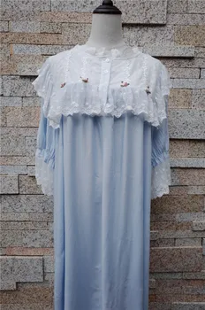 Victorian Cămăși De Noapte Sleepshirts Toamna Femei Vintage Pijamale Mov Din Dantela De Bumbac Acasă Purta Rochie De Dormit, Haine De Noapte T284