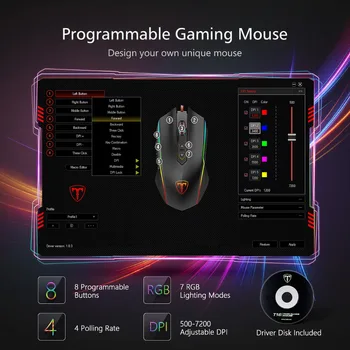 VicTsing RGB Mouse de Gaming 8 Butoane Programabile 7200 DPI Reglabil Optic cu Fir Mouse-ul Joc de Soareci Cu Butonul de Foc Pentru PC Gamer