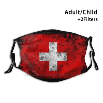 Vintage Elveția Pavilion De Imprimare Reutilizabile Pm2.5 Filtru DIY Gura Masca Copii Redmaplefty Arțar Roșu Cincizeci de Țări, Națiuni Republici