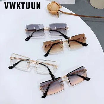 VWKTUUN Dreptunghi ochelari de Soare Femei Bărbați fără rame, ochelari de Soare UV400 Puncte Gradient de Soare Femeie de Aur de Metal Cadru Mic Nuante