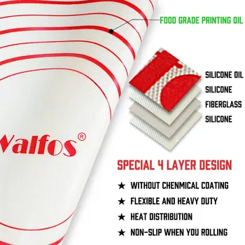 WALFOS 40X60CM Non-Stick Silicon de Copt Mat Pad Foaie de Copt produse de Patiserie Instrumente de Rulare Aluat Mat Dimensiune Mare pentru Tort Cookie Macaron