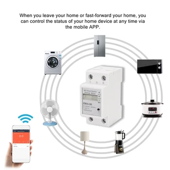 Wifi Inteligent Contor de Energie monofazat Șină Din Consumul de Energie Kwh Meter Wattmeter Lucrări de Alexa de Start Google