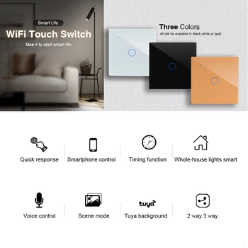 Wifi Perete Smart Touch Comuta de la Distanță Vocea Conrol 1/2/3 Banda Wireless Comutator de Lumină UE/marea BRITANIE Standard de Lucru Cu Alexa de Start Google