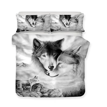 WOSTAR 3d print animal lup pupici set de lenjerie de pat king size, textile acasă vara capac plapuma fata de perna lenjerie de pat de lux lenjerii de pat