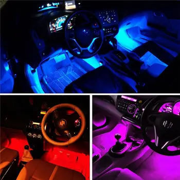 Wrumava 8color RGB Mașină de Benzi cu LED-uri de Lumină 4buc 48 LED-uri Multicolore Muzica Interiorul Masinii Atmosfera Lumini USB LED Benzi pentru Masina de TELEVIZIUNE Acasă