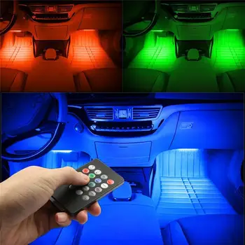 Wrumava 8color RGB Mașină de Benzi cu LED-uri de Lumină 4buc 48 LED-uri Multicolore Muzica Interiorul Masinii Atmosfera Lumini USB LED Benzi pentru Masina de TELEVIZIUNE Acasă