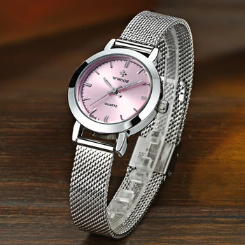 WWOOR Brățară Ceas Pentru Femei Brand de Lux 2020 Doamnelor Roz Mici Rochie Ceas de mână pentru Femei ochiurilor de Plasă de Oțel Cuarț Ceas zegarek damsk