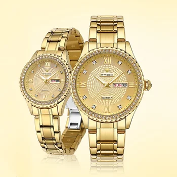 WWOOR Fierbinte Iubitorii de Moda Ceasuri Femei ceasuri din oțel inoxidabil Cuarț Rochie de Femei Ceas de Cuplu Ceas Cadouri parejas