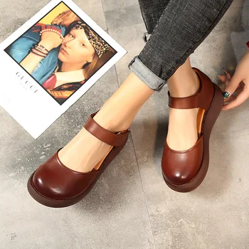 Xiuteng 2020 femei pantofi de primăvară noua moda retro din piele singură pantofi femei fund gros strat de piele pantofi casual