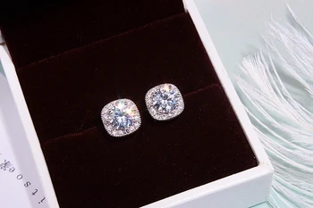 YANHUI Argint 925 Cercei Mici Laborator Diamant Cercei Stud pentru Femei Fete Argint 925 Bijuterii Accesorii de Nunta YE064