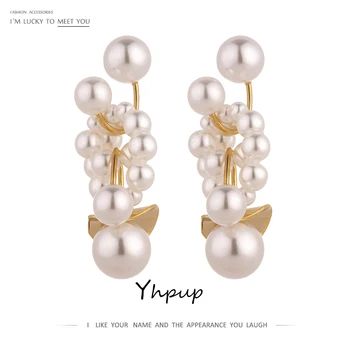 Yhpup Elegant Imitații de Perle Indesata Legăna Cercei Moda Cupru 14 K Geometrice Cercei pentru Femei бижутерия Aniversare Nou