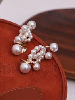 Yhpup Elegant Imitații de Perle Indesata Legăna Cercei Moda Cupru 14 K Geometrice Cercei pentru Femei бижутерия Aniversare Nou