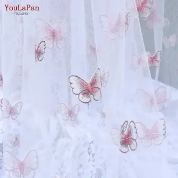 YouLaPan V24 Elegant de Mireasa Voaluri Lungi de Fildeș Alb Voal de Mireasa cu Fluturi-Flori pentru Femei Căsătorie 2020 New Sosire