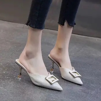 ZANPACE Femei Papuci Joker Femei Pantofi Noi cu Toc Papuci de Moda a Subliniat Toe Doamnelor Papuci de piele de Căprioară Slide Flip Flops