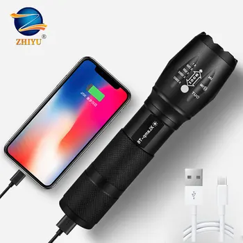 ZHIYU T6 LED Lanterna Power Bank 4 Moduri de Flash Lumini de Camping cu Zoom Lanterna USB Reîncărcabilă Lămpi Construit în Baterie de Lanternă