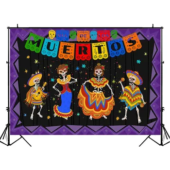 Ziua Morților Fondul Mexican Flori de Hârtie de Fotografie de Fundal Dia DE Los Muertos Dress-up Party Fiesta Banner Decorare