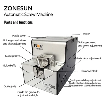 ZONESUN FA-560 automat de Precizie șurub alimentatorul automat de șurub dozator,Șurub aranjament masina,șurub contra