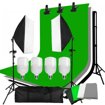 ZUOCHEN 4BUC LED 25W Studio Foto Softbox Moi Cutie de Iluminat 4 Fundal + 2x2m Fond de sustinere Kit pentru Filmare Video