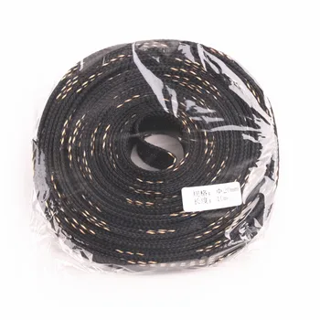 Împletitură de Sleeving 10M 20mm Negru+Aur Nailon Izolație Cablu Protejarea animale de COMPANIE de Înaltă Densitate Extensibil Cablu Împletit Mâneci